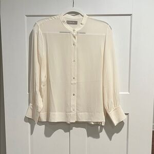 Everlane Off-White Silk Button-Up Top